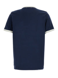 Golden Goose Men Blue Crew Neck T-Shirt With Logo Lettering On The Front In Cotton For Men