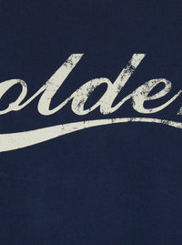 Golden Goose Men Blue Crew Neck T-Shirt With Logo Lettering On The Front In Cotton For Men