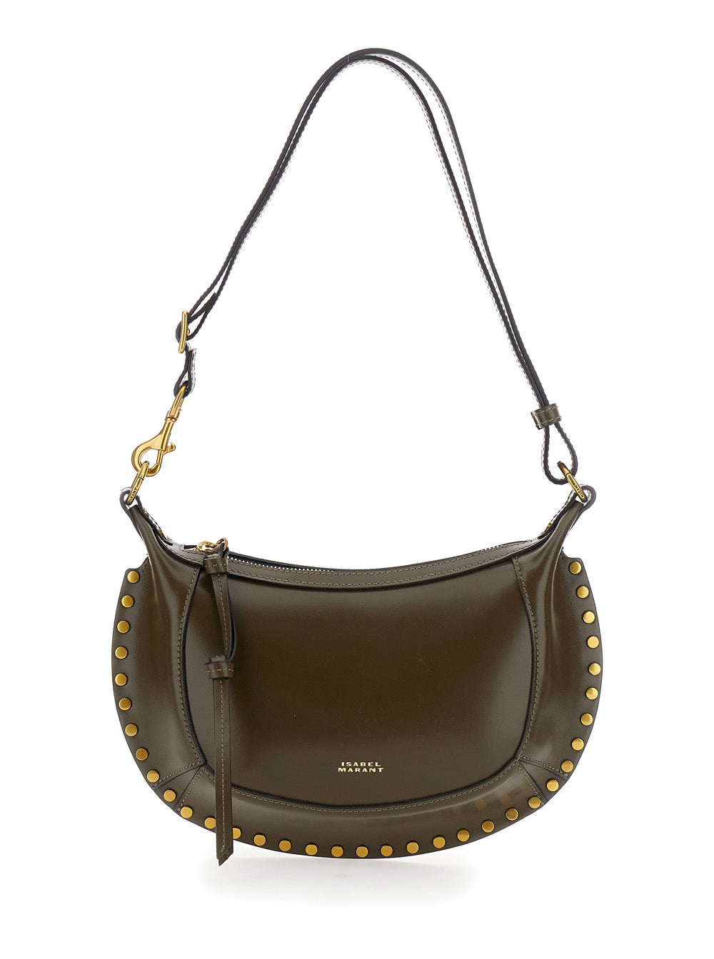 Isabel Marant Women Crossbody Bag Oskan Moon-Gz With Leather Details And Zip Closure, Green, Woman