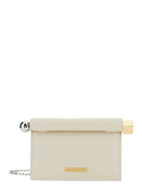 JACQUEMUS Jacquemus Women The Little Round Square Pouch With White Lamb Leather Unisex