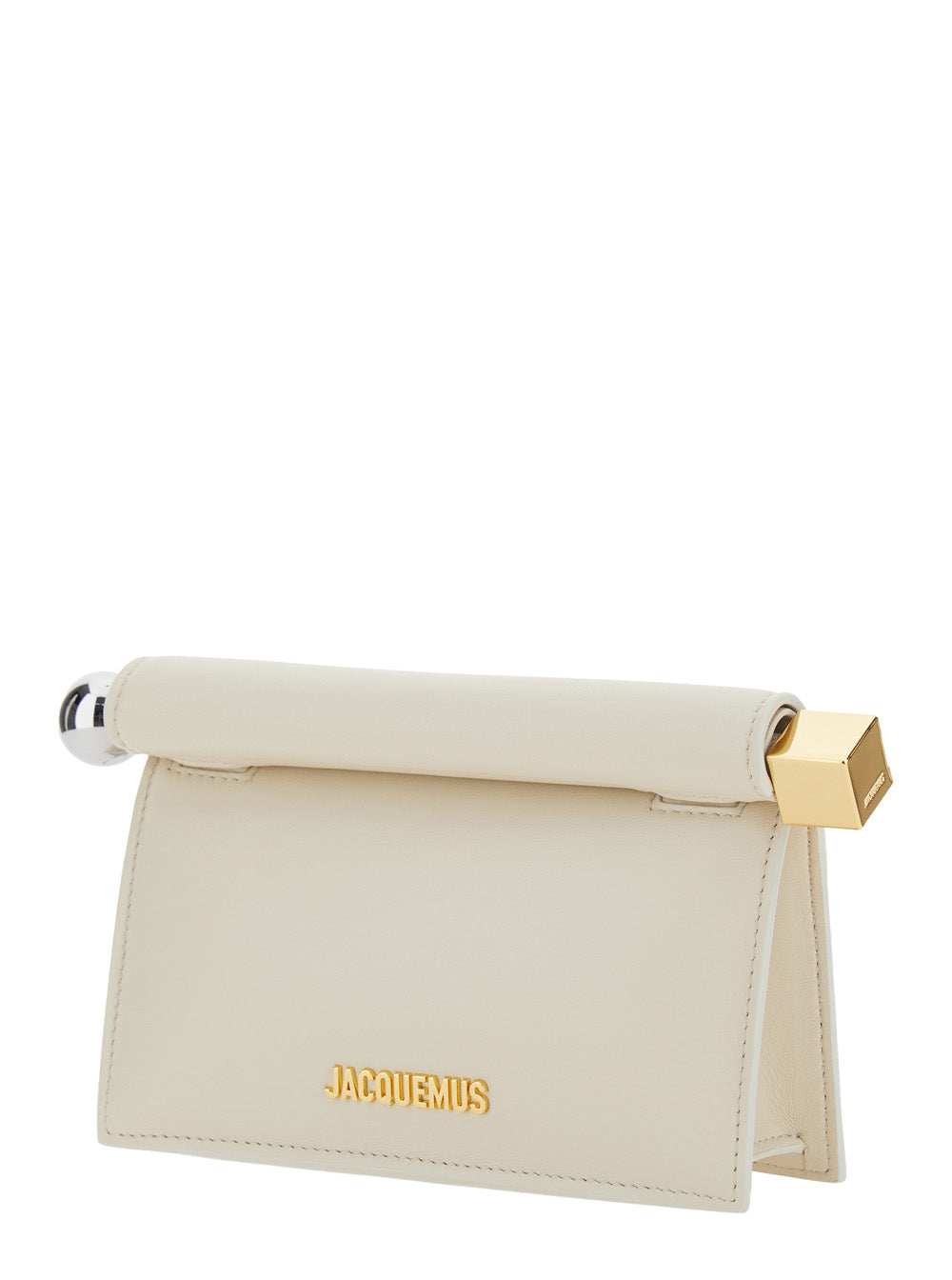 JACQUEMUS Jacquemus Women The Little Round Square Pouch With White Lamb Leather Unisex