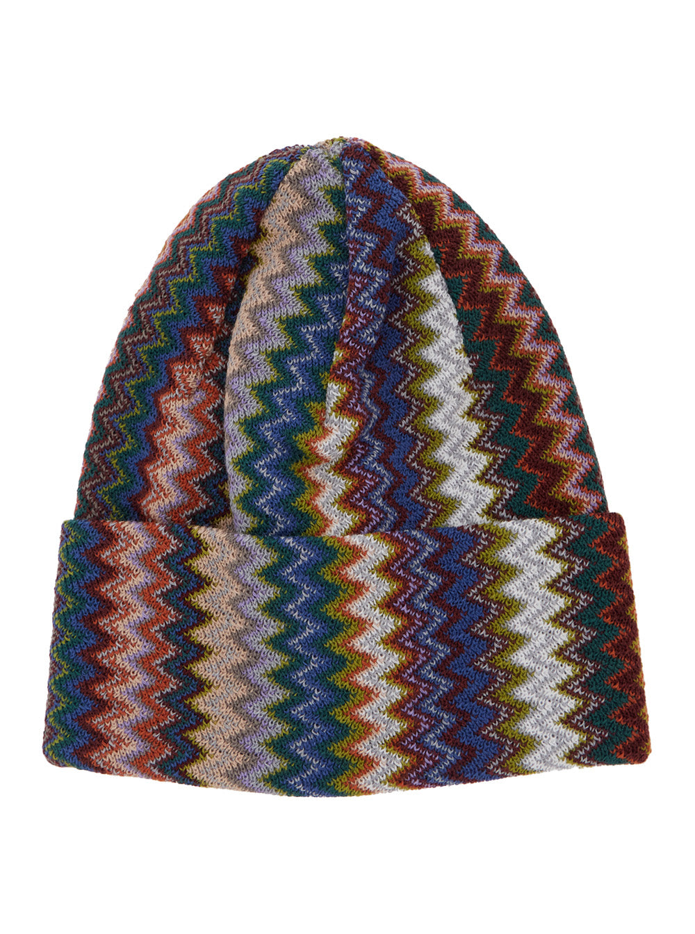 MISSONI Missoni Men Multicolor Beanie With Brim And Zigzag Motif In Wool Blend For Men