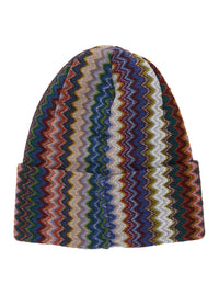 MISSONI Missoni Men Multicolor Beanie With Brim And Zigzag Motif In Wool Blend For Men