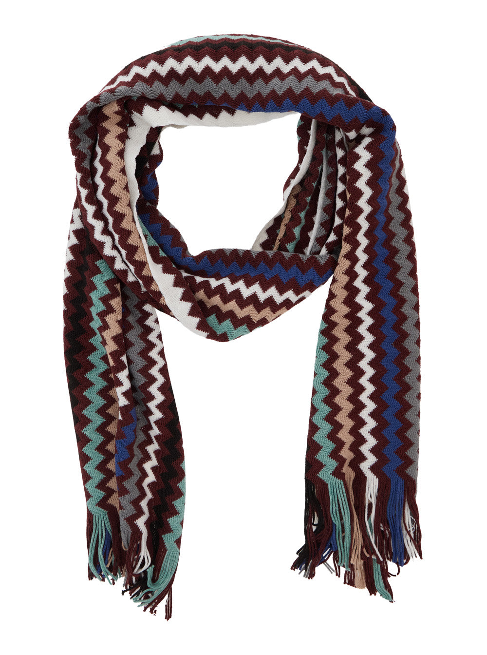 MISSONI Missoni Men Multicolor Scarf With Zig Zag Motif All-Over And Fringed Edge In Wool And Fabric Blend For Men