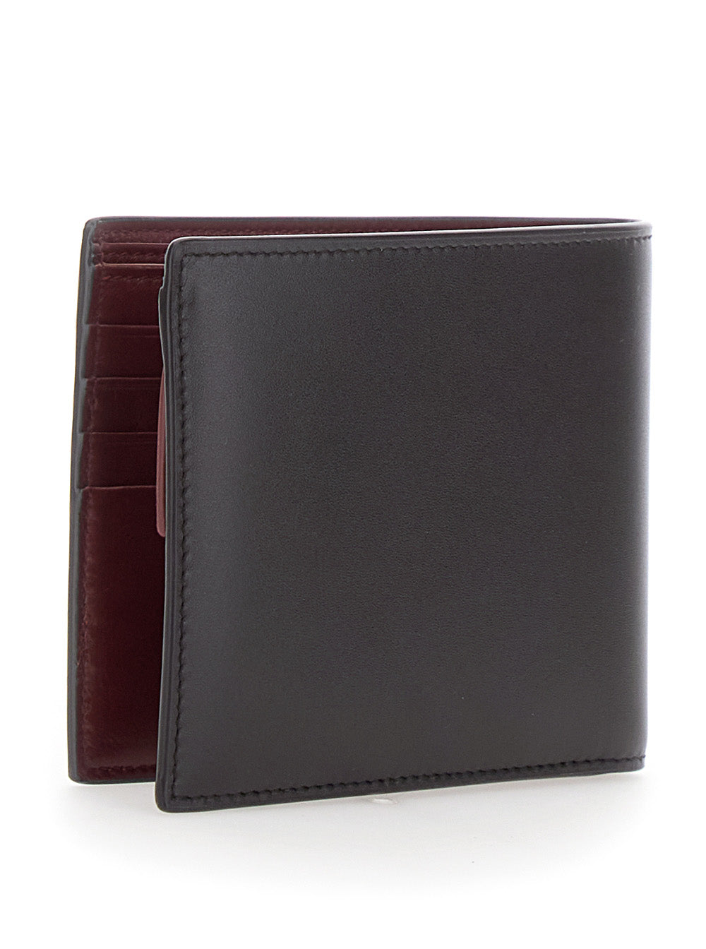 Saint Laurent Men Brown Bi-Fold Wallet With Logo Lettering On The Front And Bicolor Design In Leather For Men