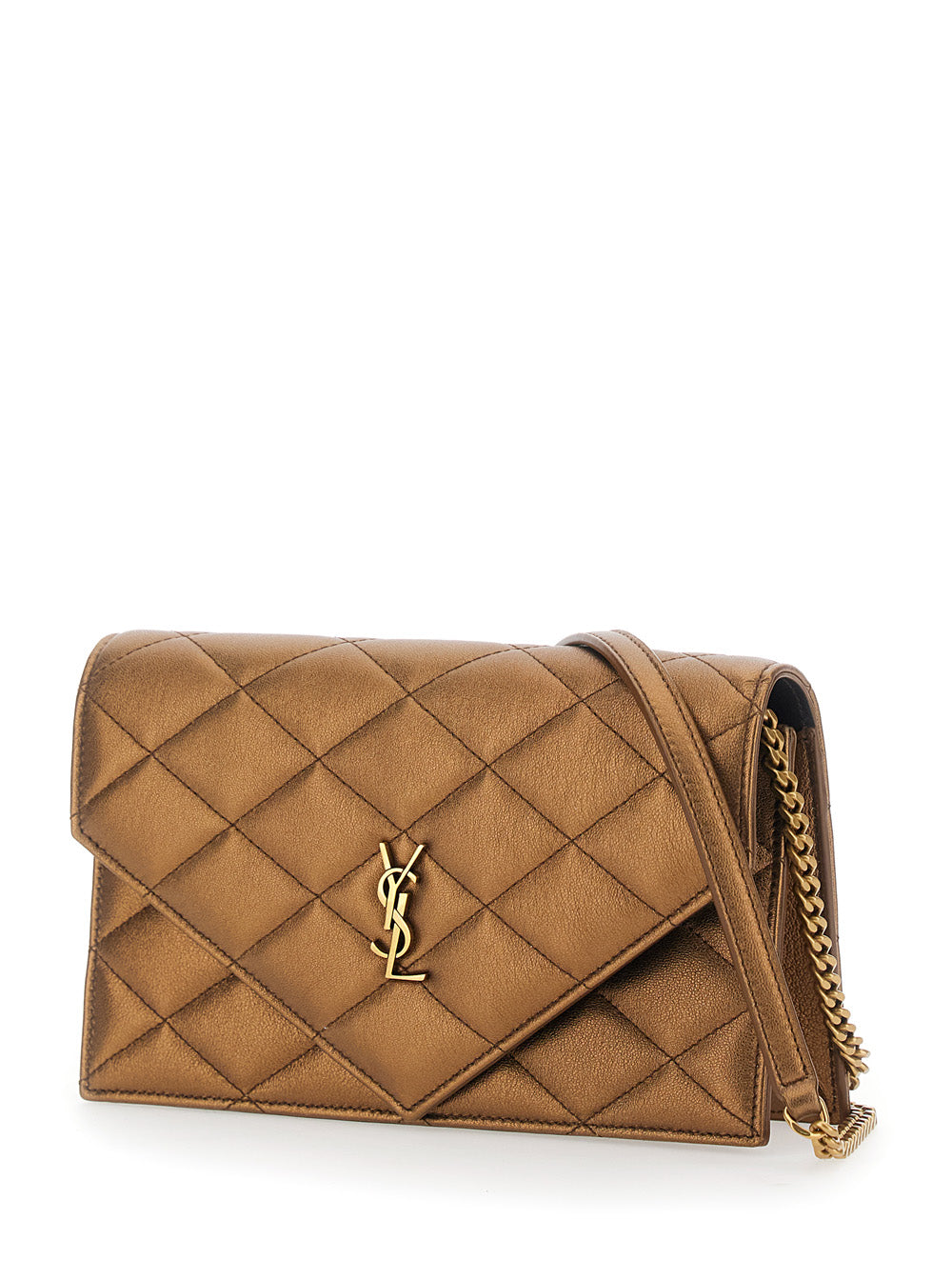 Saint Laurent Women Brown Crossbody Bag With Chain Strap And Cassandre Plaque On The Front In Leather For Women
