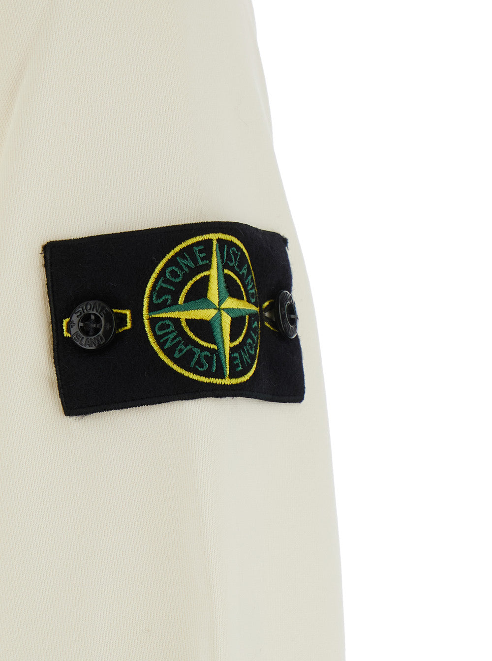 Stone Island Men White Crewneck Sweatshirt With Logo Patch On The Sleeve In Cotton For Men