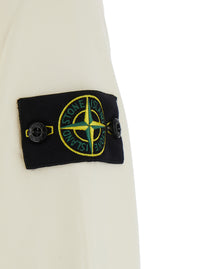Stone Island Men White Crewneck Sweatshirt With Logo Patch On The Sleeve In Cotton For Men