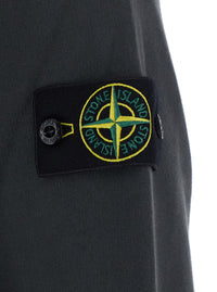 Stone Island Men Grey Crewneck Sweatshirt With Logo Patch On The Sleeve In Cotton For Men