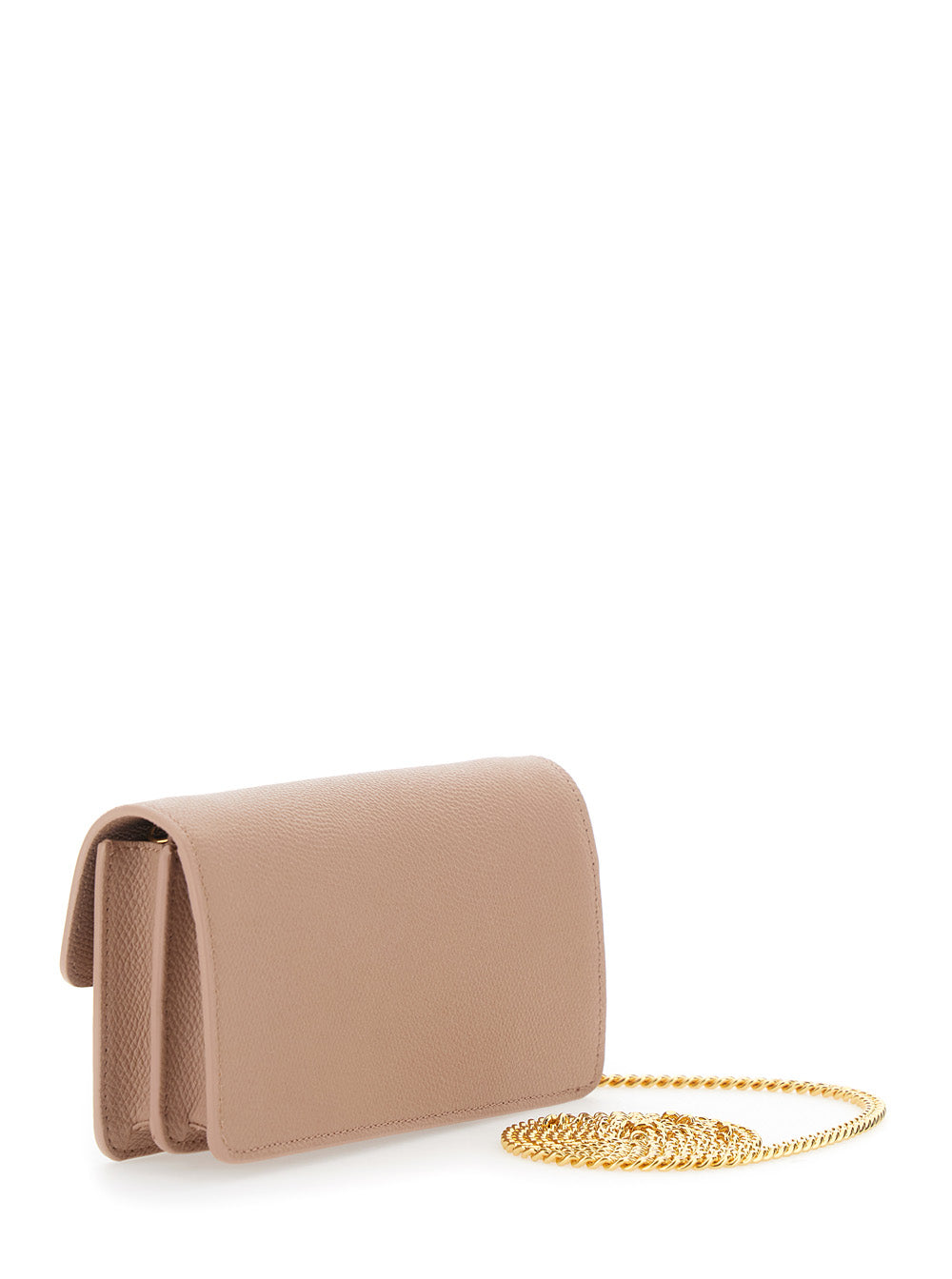 Valentino Garavani Women Wallet W/Strap | Vlogo Signature | Vit.Soft Grain/A.Brass Leather Logo