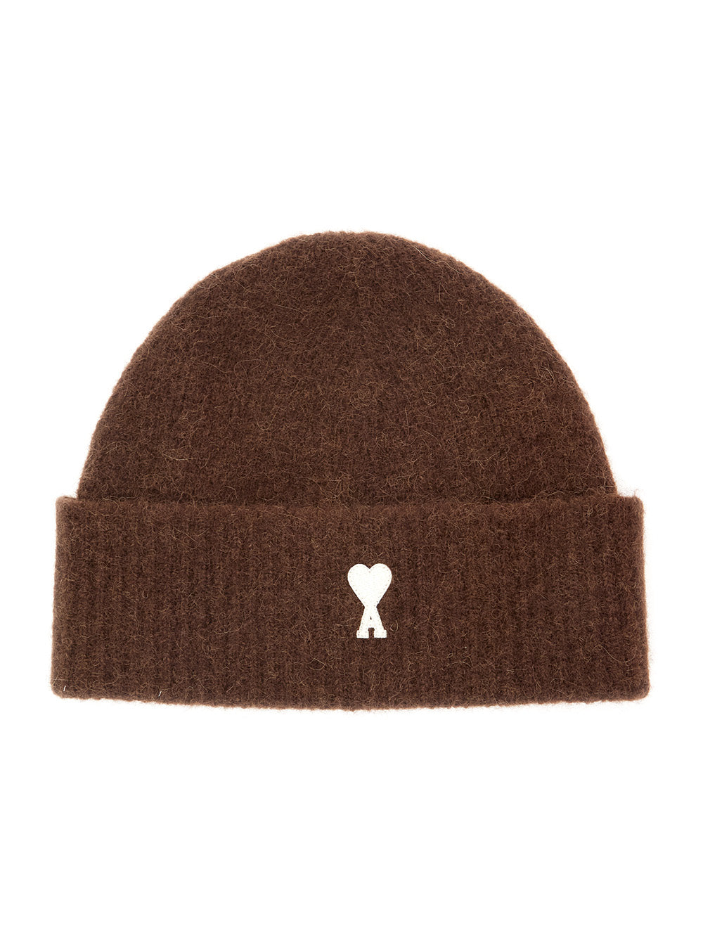 AMI PARIS Ami Paris Men Beanie With Ami De Coeur Logo And Brown Tech Fabric Unisex