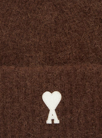 AMI PARIS Ami Paris Men Beanie With Ami De Coeur Logo And Brown Tech Fabric Unisex