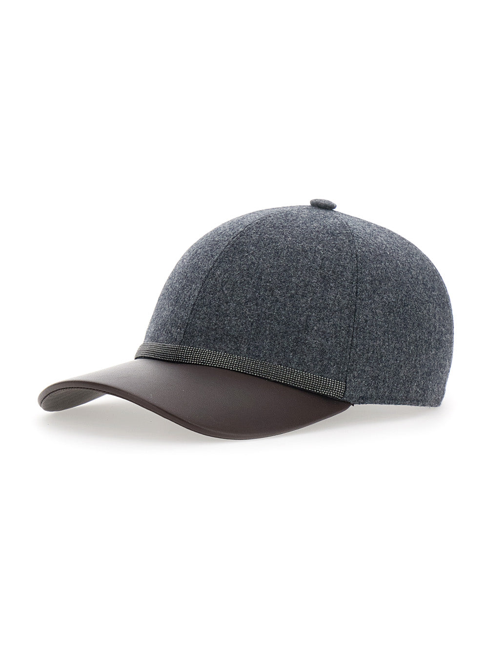 Brunello Cucinelli Women Grey Hat With Applied Monili Details In Wool Woman
