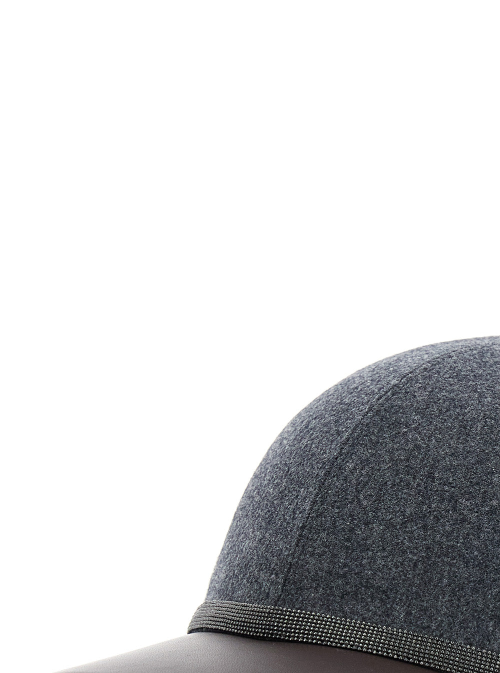 Brunello Cucinelli Women Grey Hat With Applied Monili Details In Wool Woman