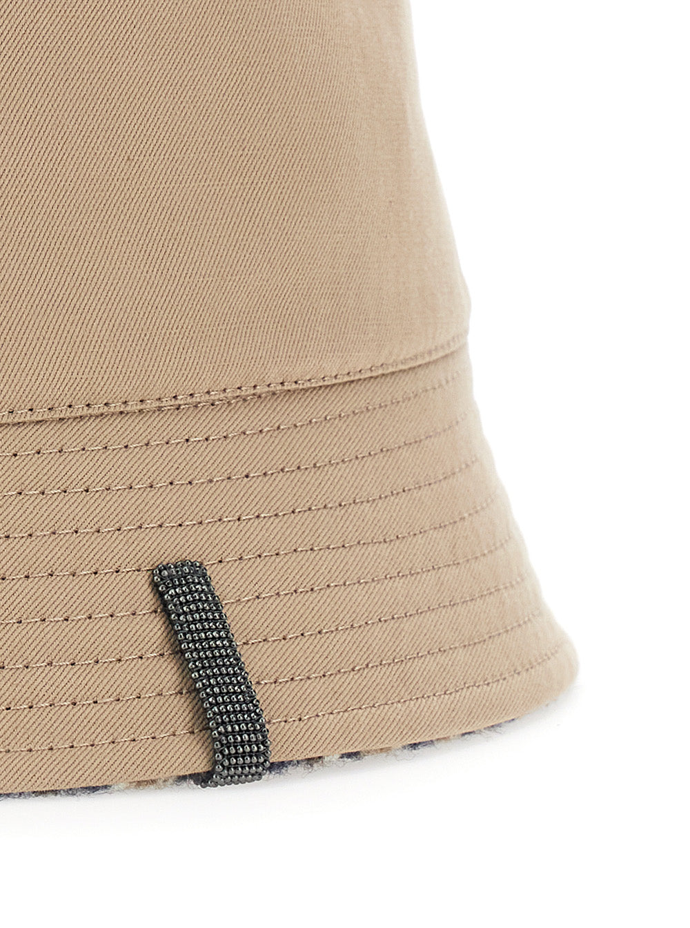 Brunello Cucinelli Women Beige Hat With Side Monile Detail In Cotton And Linen For Women