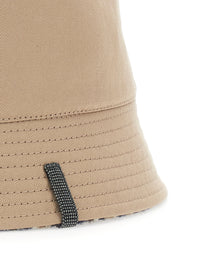 Brunello Cucinelli Women Beige Hat With Side Monile Detail In Cotton And Linen For Women