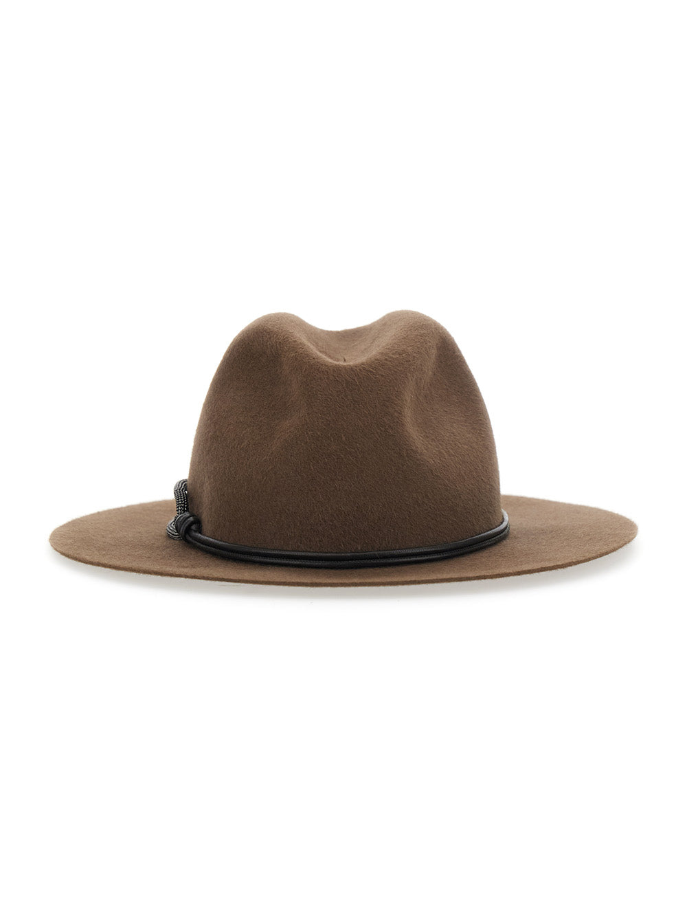 Brunello Cucinelli Women Brown Hat With Applied Monile Band In Felt For Women