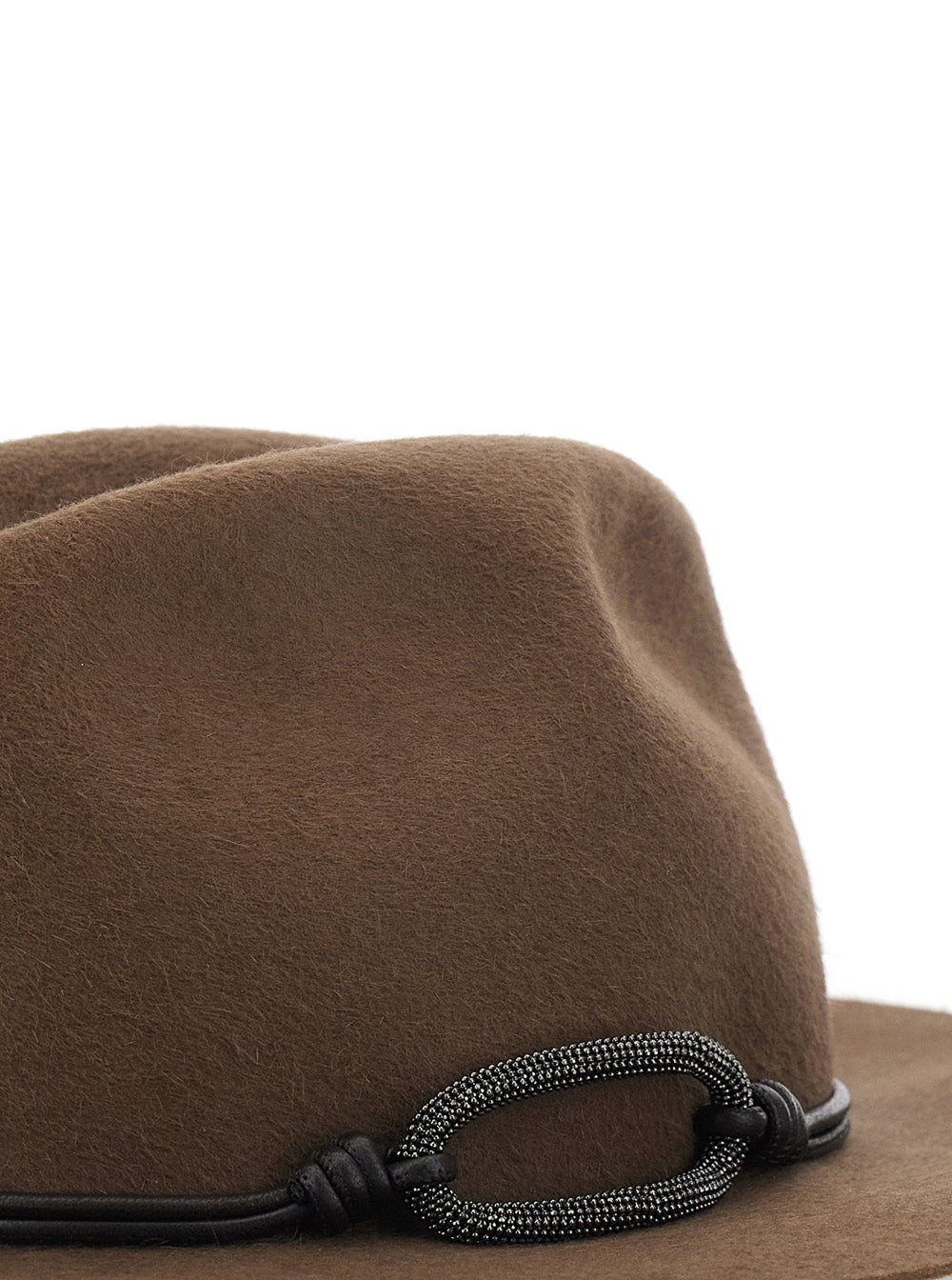 Brunello Cucinelli Women Brown Hat With Applied Monile Band In Felt For Women