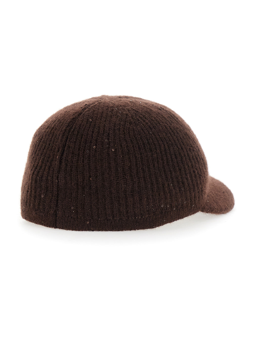 Brunello Cucinelli Women Brown Cap With All-Over Applied Sequins In Cashmere And Silk Women