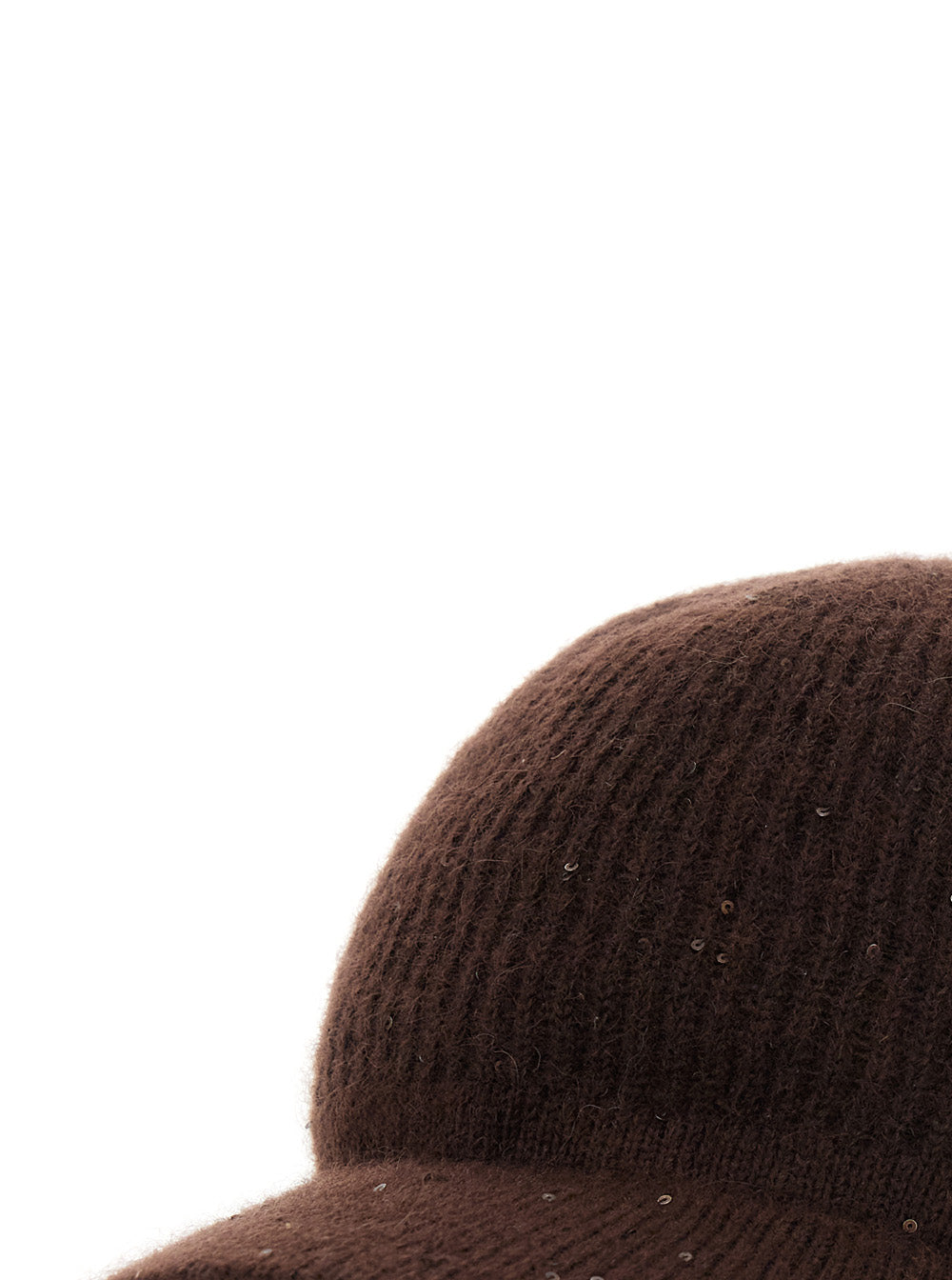 Brunello Cucinelli Women Brown Cap With All-Over Applied Sequins In Cashmere And Silk Women