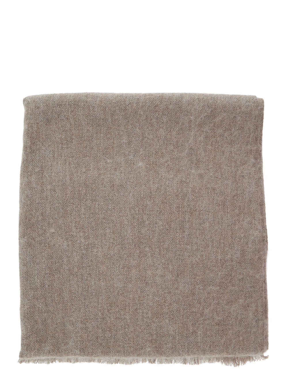Brunello Cucinelli Women Beige Scarf With Square Design Adn Frayed Edges In Wool And Cashmere Blend Women