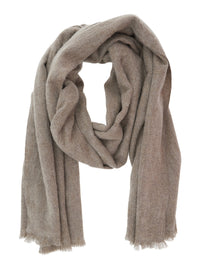 Brunello Cucinelli Women Beige Scarf With Square Design Adn Frayed Edges In Wool And Cashmere Blend Women