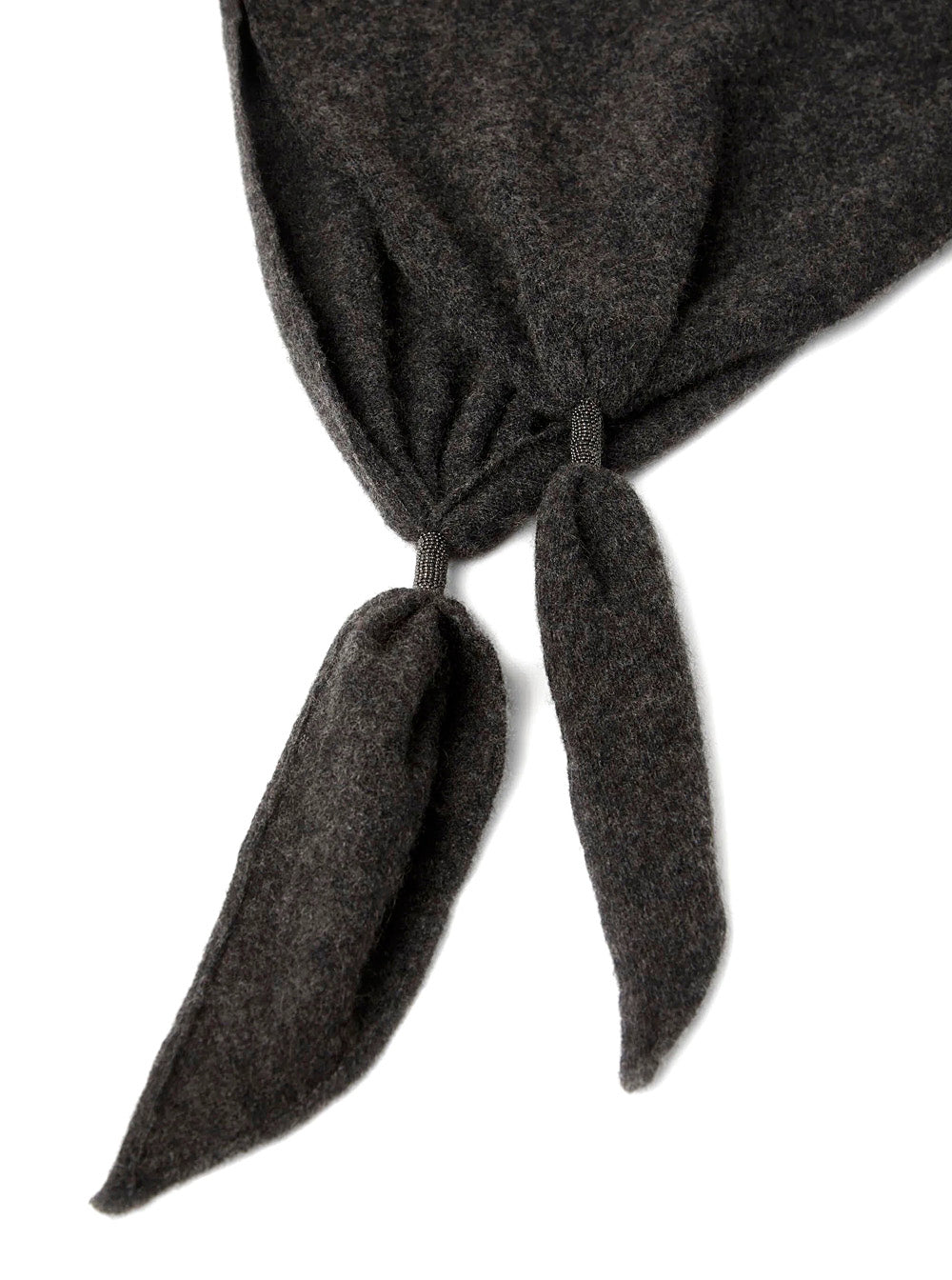Brunello Cucinelli Women Black Scarf With Rectangular Design And Monili Details In Cashmere Women