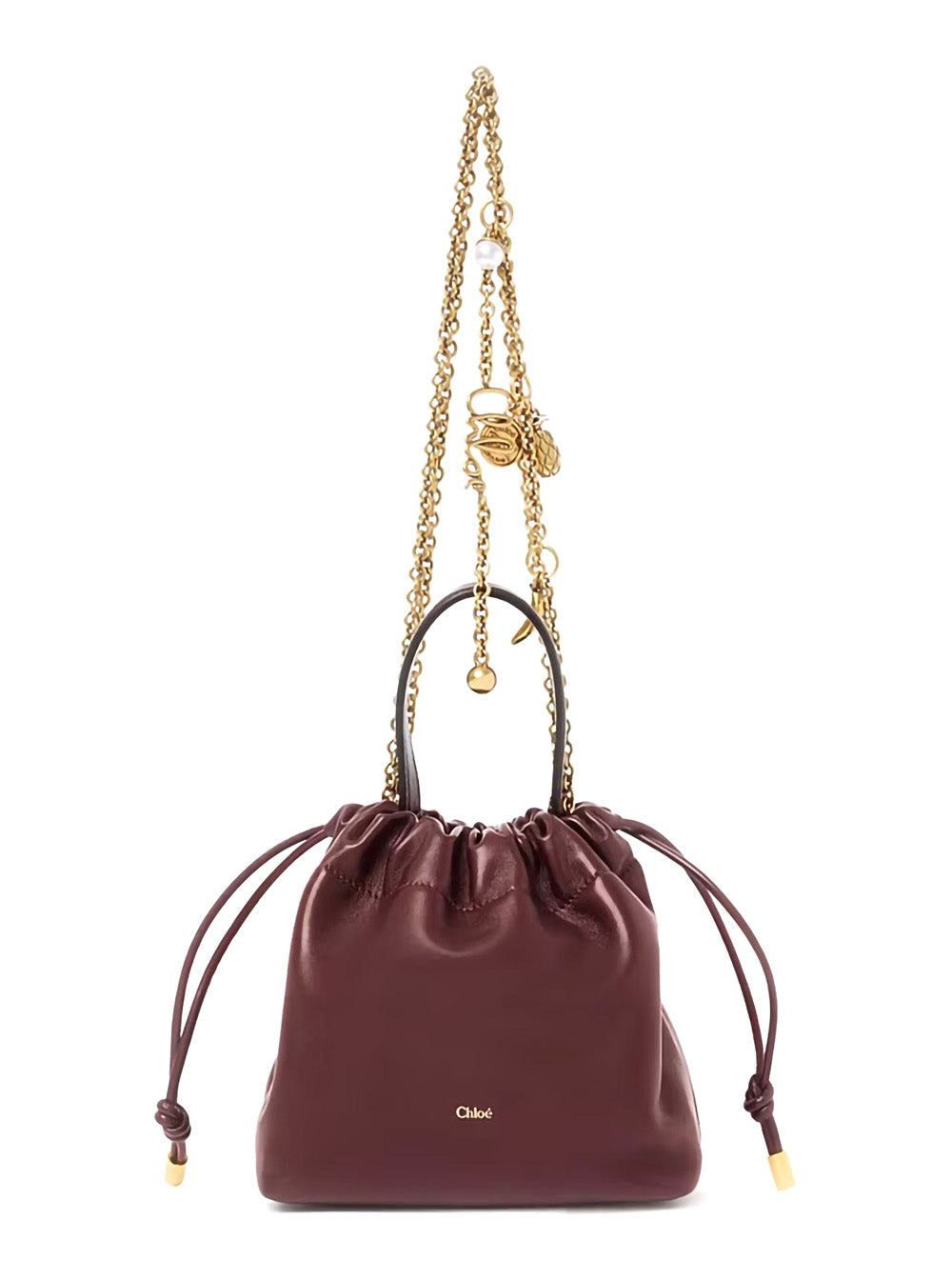 CHLOÉ Chloé Women Bordeaux Nappa Handbag With Gold Metal Details