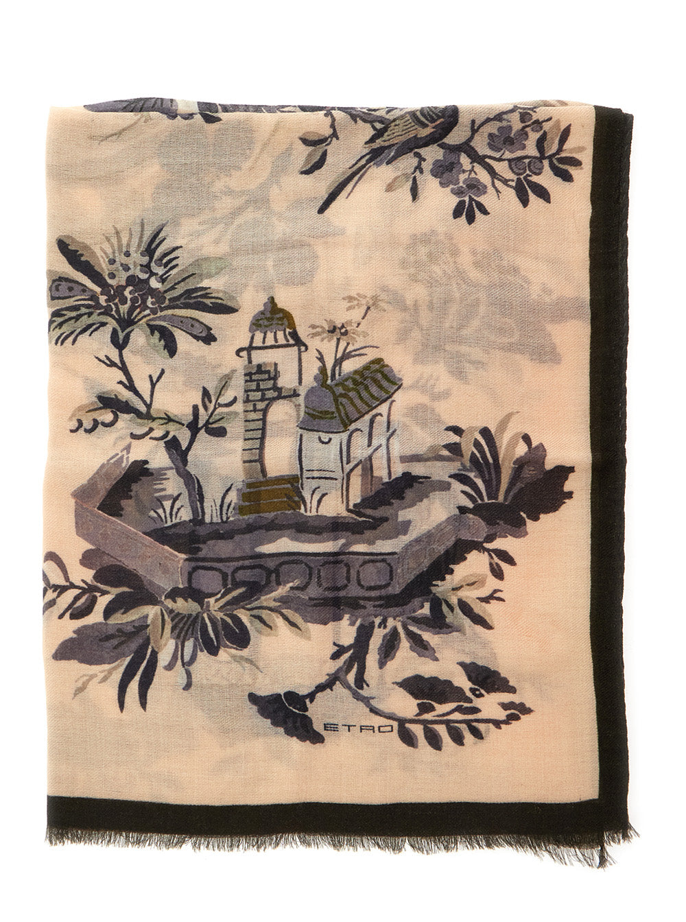 Etro Women 'Boheme' Beige Scarf With Logo Lettering And All-Over Print In Cotton And Modal For Women