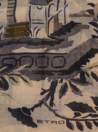 Etro Women 'Boheme' Beige Scarf With Logo Lettering And All-Over Print In Cotton And Modal For Women