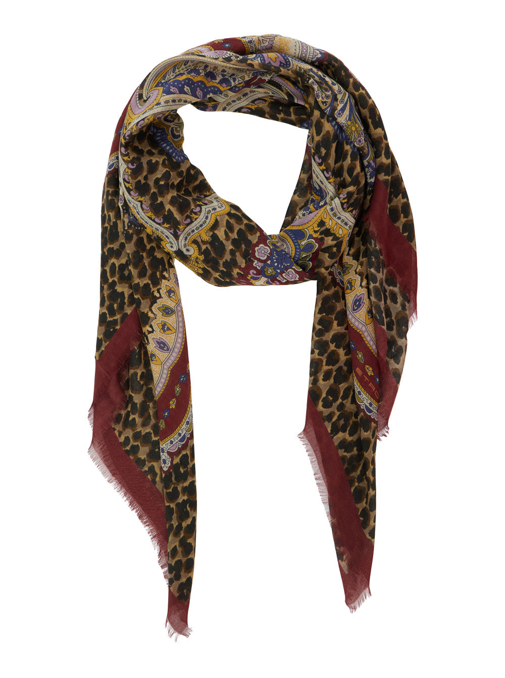 Etro Women 'Aida' Multicolor Scarf With Logo Lettering And All-Over Print In Modal And Cashmere For Women