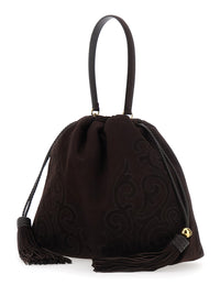 ETRO Etro Women 'Kalispera' Black Shoulder Bag With Drawstring Closure And Embroidery In Suede For Women