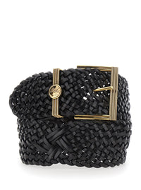 ETRO Etro Women Black Belt With Woven Design And Pegaso Logo In Leather For Women