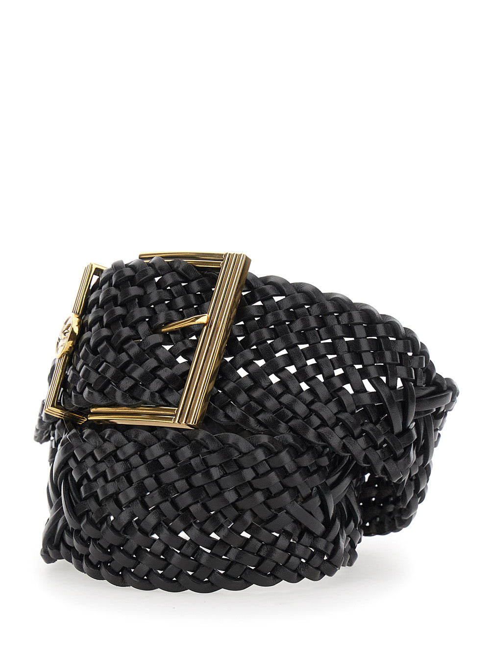 ETRO Etro Women Black Belt With Woven Design And Pegaso Logo In Leather For Women