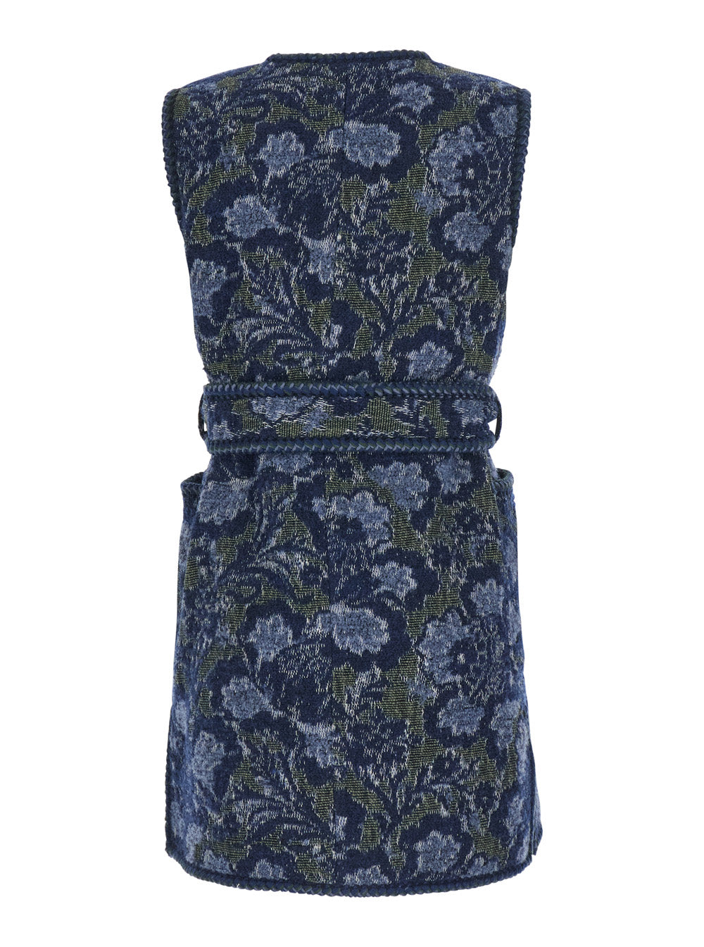 Etro Women Women's Vest With Patch Pockets And Belt In Blue