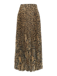 Etro Women Brown High-Waisted Midi Skirt With All-Over Leopard Motif In Tech Fabric Women