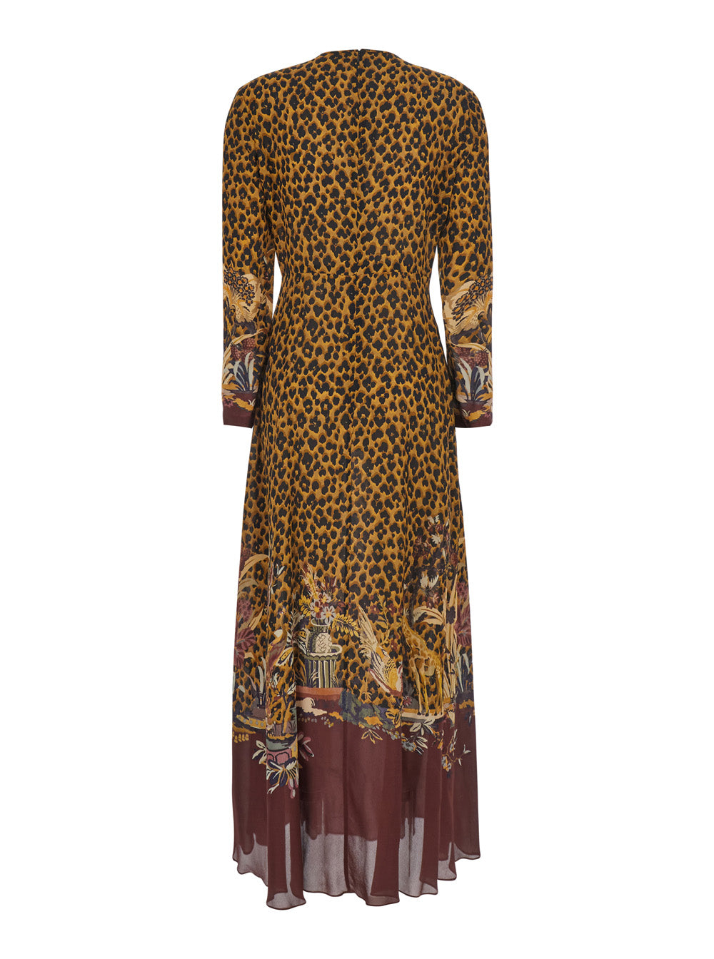 Etro Women Brown Long Dress With All-Over Animalier Motif In Tech Fabric Women