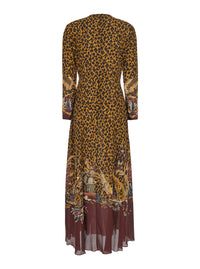 Etro Women Brown Long Dress With All-Over Animalier Motif In Tech Fabric Women