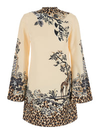 Etro Women Multicolor High-Neck Dress With Flared Long Sleeves And Print On The Front And Back In Cotton Blend For Women