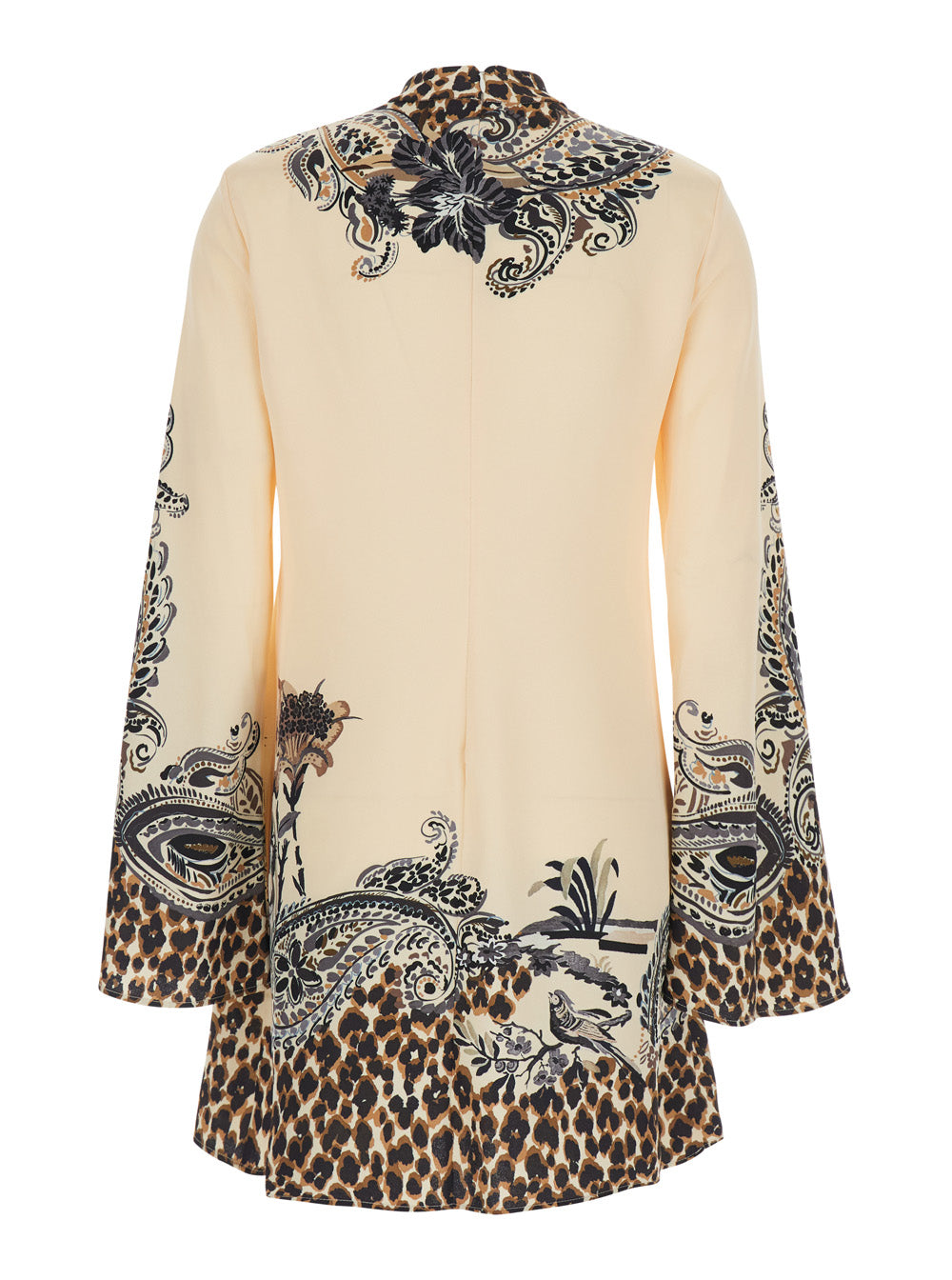 Etro Women Multicolor High-Neck Dress With Flared Long Sleeves And Print On The Front And Back In Cotton Blend For Women