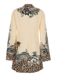 Etro Women Multicolor High-Neck Dress With Flared Long Sleeves And Print On The Front And Back In Cotton Blend For Women