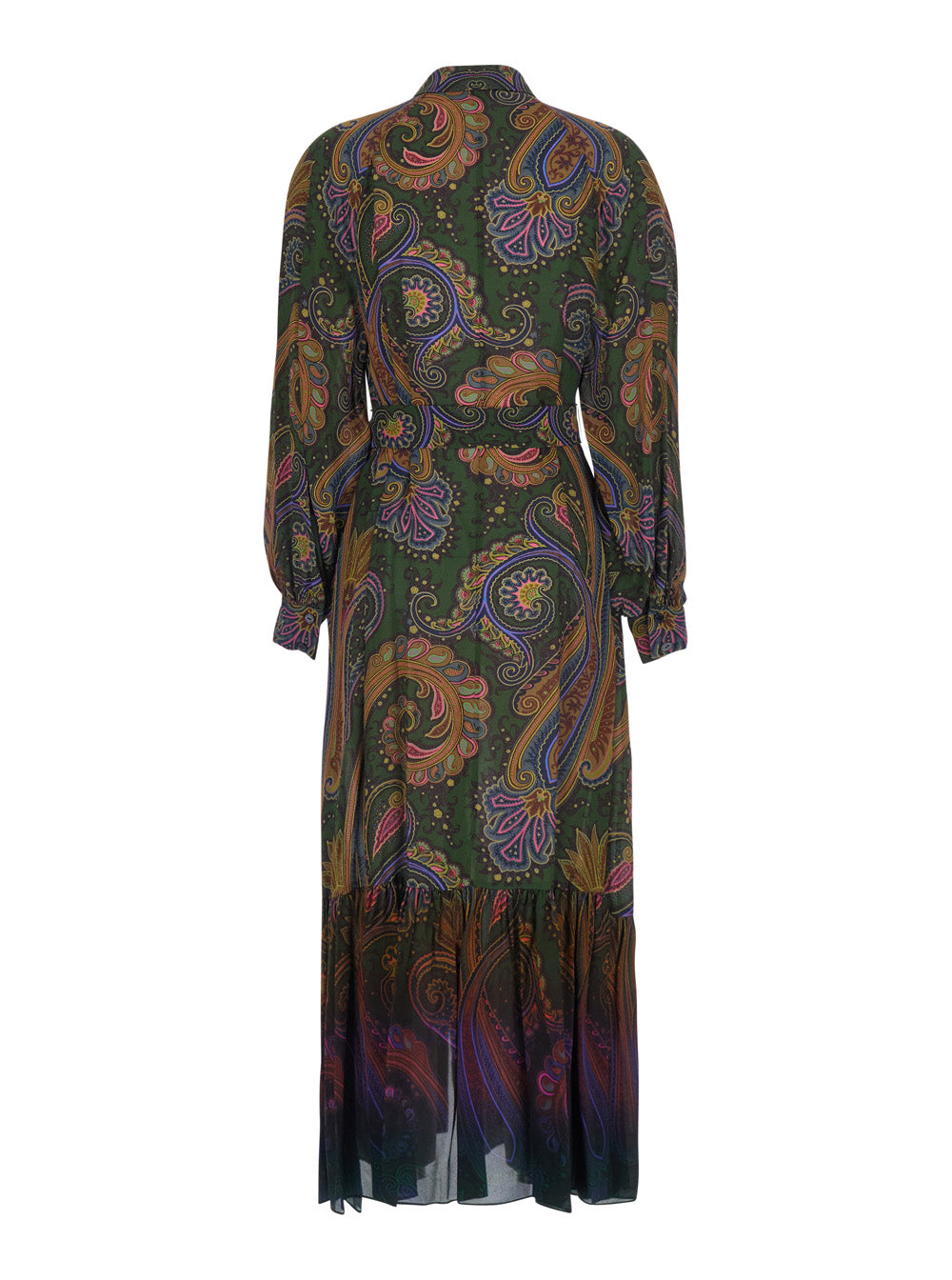 Etro Women Brown Midi Dress With Classic Collar And All-Over Paisley Motif In Viscose For Women