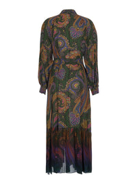 Etro Women Brown Midi Dress With Classic Collar And All-Over Paisley Motif In Viscose For Women