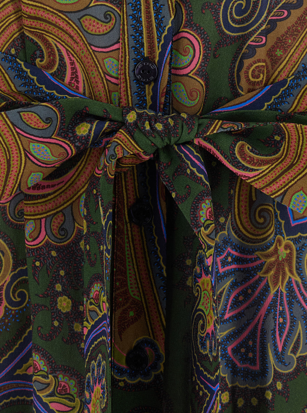 Etro Women Brown Midi Dress With Classic Collar And All-Over Paisley Motif In Viscose For Women