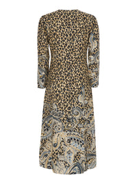 Etro Women Brown Round Neck Dress With Floral Animalier Print In Tech Fabric Women