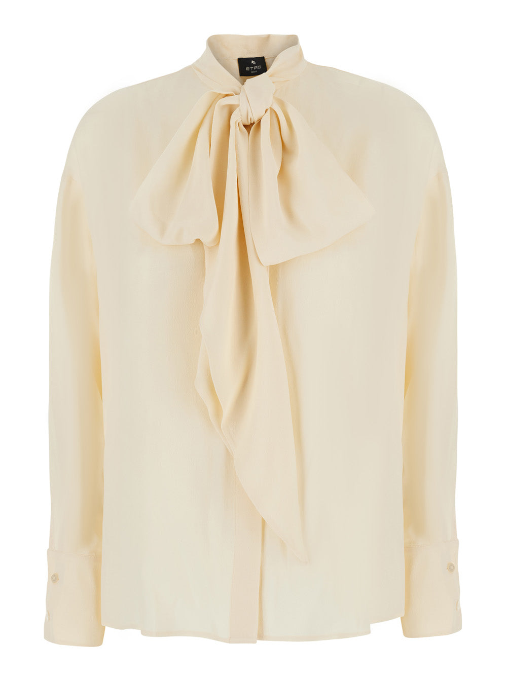 Etro Women White Shirt With Scarf And Tone-On-Tone Jacquard Motif In Silk Blend For Women