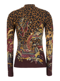 ETRO Etro Women Brown High-Neck Sweater With Animal Motif All-Over In Wool Blend Women