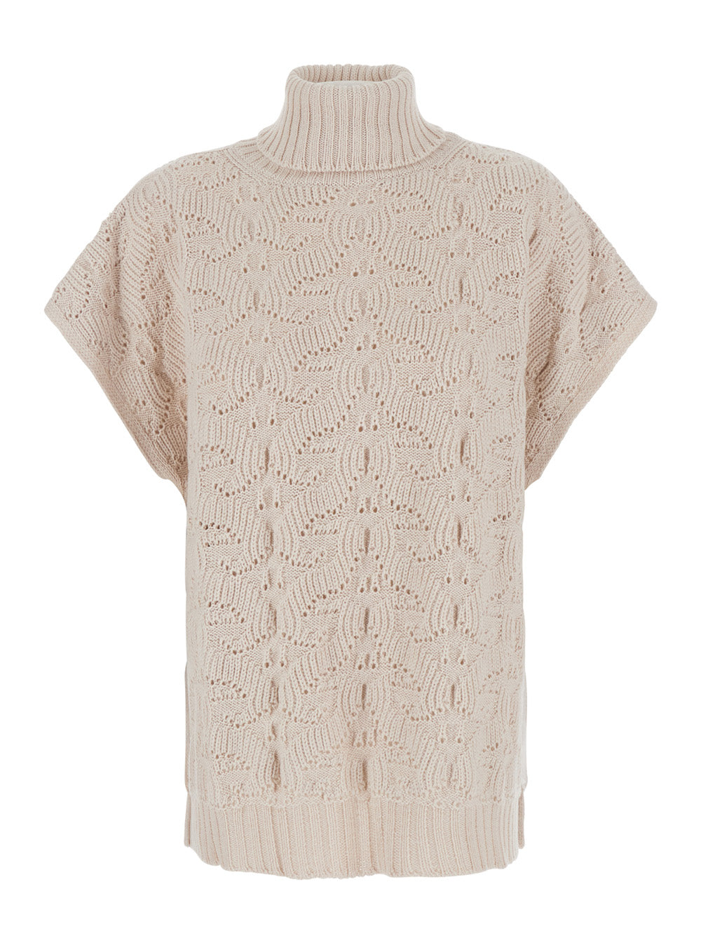 Etro Women White High-Neck Sweater With Wide Short Sleeves In Blend Wool Women
