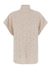 Etro Women White High-Neck Sweater With Wide Short Sleeves In Blend Wool Women