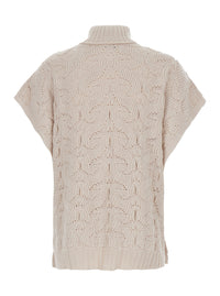 Etro Women White High-Neck Sweater With Wide Short Sleeves In Blend Wool Women